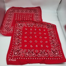 Vtg Elephant Trunk Up Red Bandana 1950s-60s Color Fast Lot Of 2