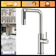 5-Mode Waterfall Kitchen Faucet, 360  Swivel Spout, Brushed Nickel Finish