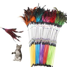 Colorful Feather Cat Stick with Spring Bells - Engaging Cat Toy