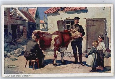 50614434 - Wilhelm Rye, cows milking in the field artist R signs of wear