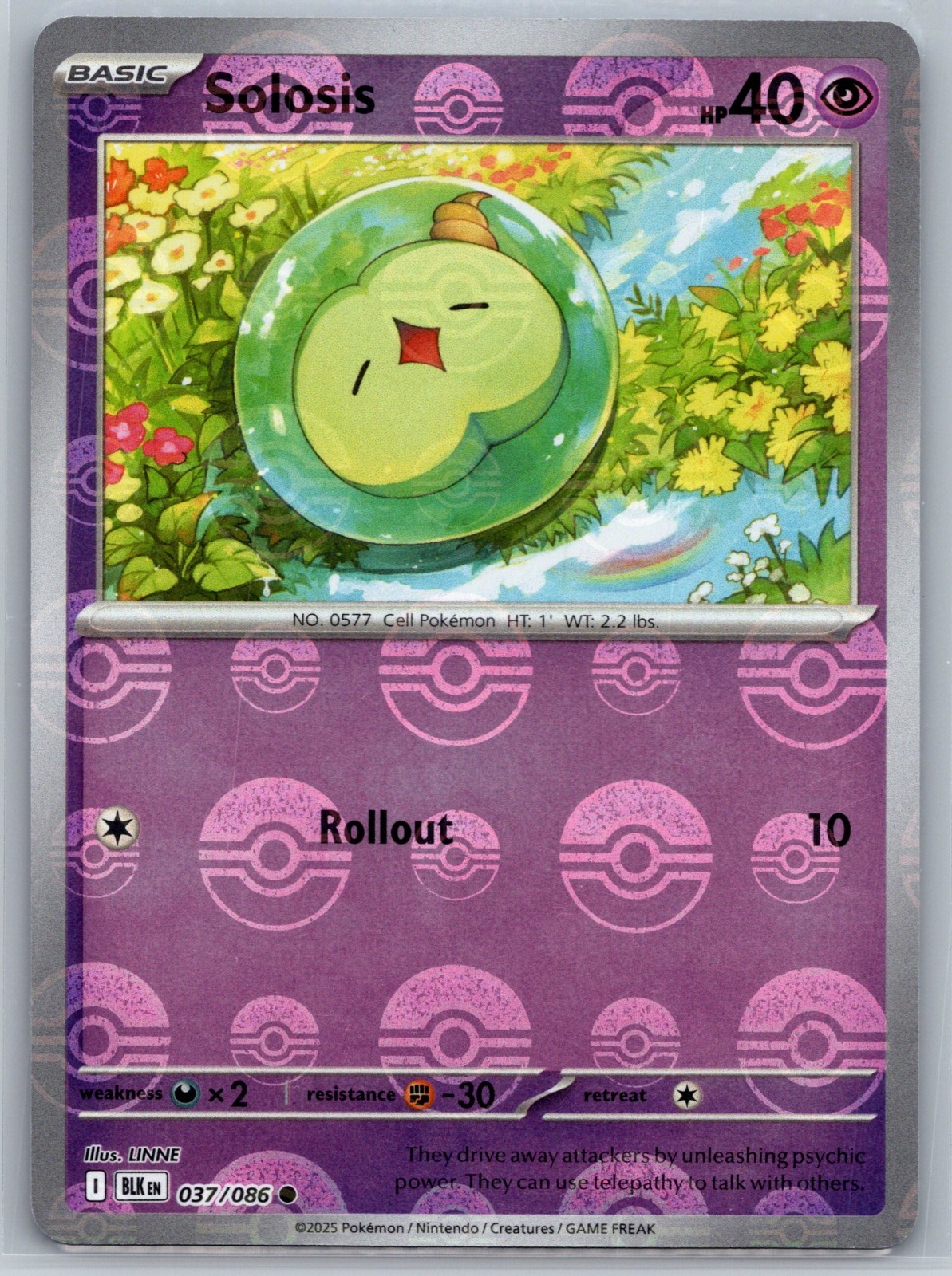 NM Solosis 037/086 Poke Ball Pattern Reverse Holo Black Bolt Pokemon