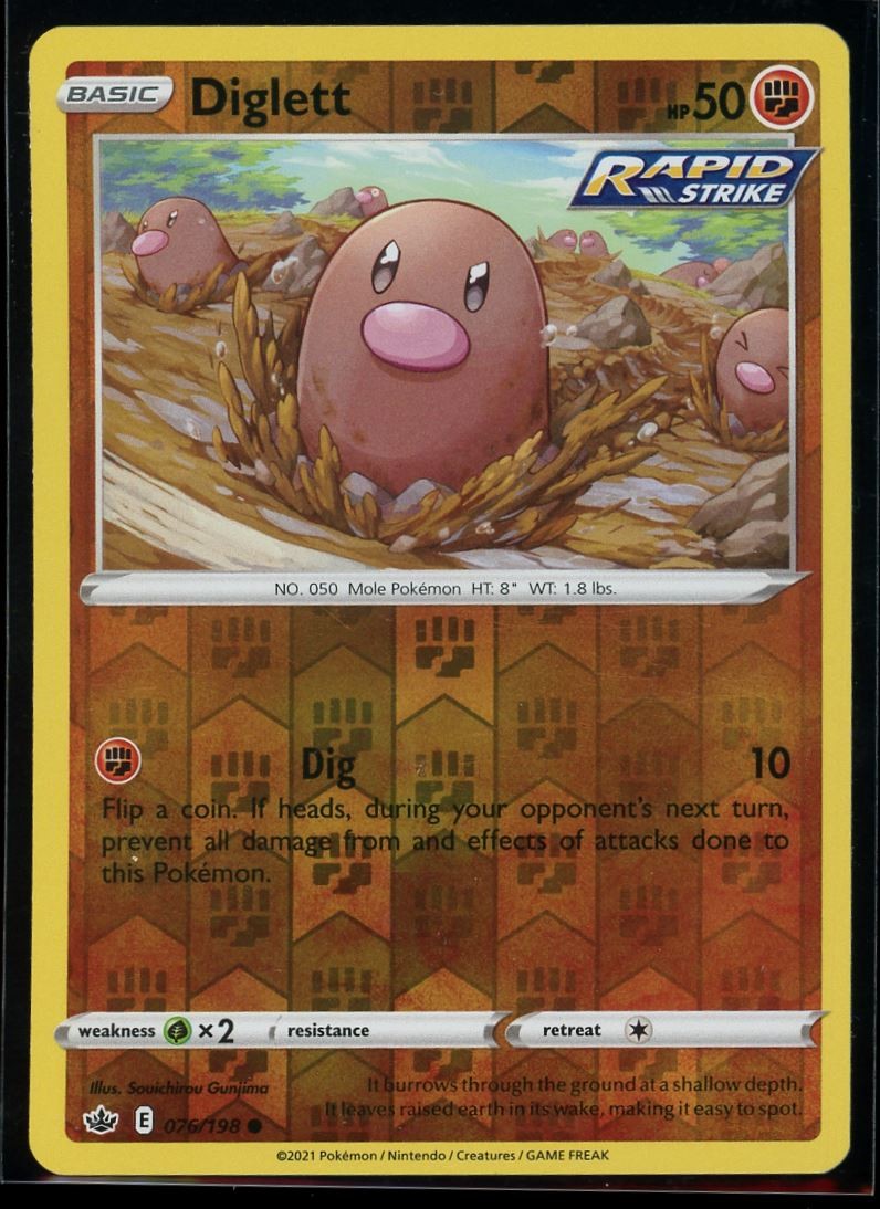 2021 Sword & Shield - Chilling Reign Diglett Reverse Holo Pokemon Card #76