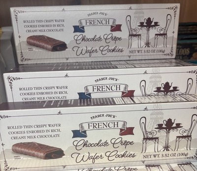 3 Packs Trader Joe's French Chocolate Crepe Wafer Cookies 3.52 oz Each Pack