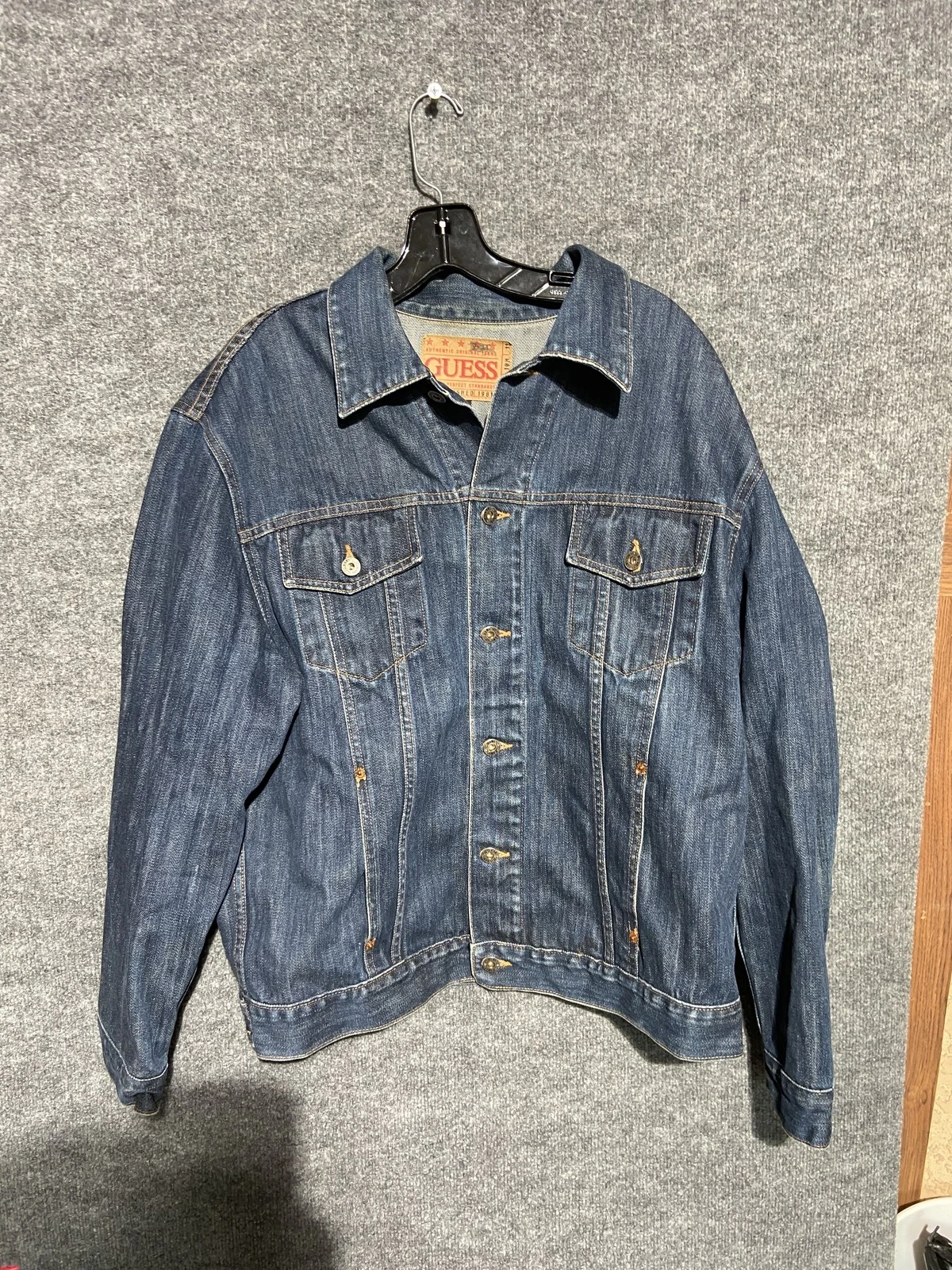 Vintage Guess Denim Jacket Mens XL Blue Made in USA American Tradition 90s
