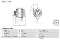 Generator Bosch 0 986 086 070 Passend FÜR Fiat Lichtmaschine Drehstromgenerator