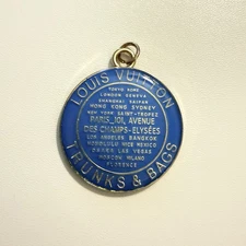 LV Zipper Pull Upcycled Charm Pendant Repurposed Gold Tone & Blue