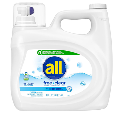 #ad All Liquid Laundry Detergent Free Clear for Sensitive Skin 141 Ounce 94 Loads $37.99