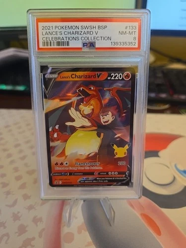 GRADED PSA 8 2021 Pokemon SWSH BSP Lance’s Charizard V Celebrations Coll #133