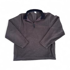 Men's Brown Fleece 1/4 Zip Pullover Mock Neck Sweatshirt L Long Sleeve