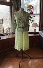 Vintage Country Miss Green Plaid Prairie Dress Sleeveless Cottagecore Size 12