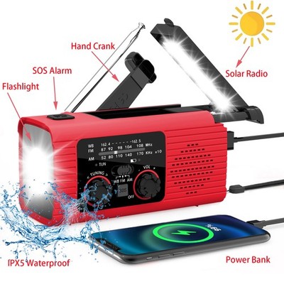 80000mAh Emergency Wind Up Solar Hand Crank Radio Power Bank Charger FM/AM Torch