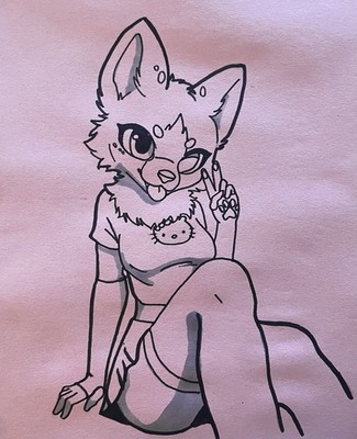 Original Fine Art Marker   Drawing Furry Fandom 8.5x11