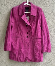 Cappotto donna Dennis Basso vera pelle scamosciata rosa fucsia taglio taglia M NUOVO