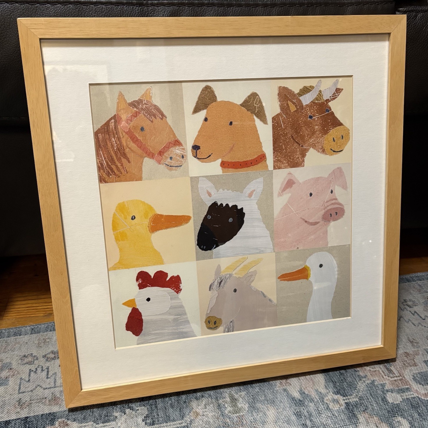 Farmyard Friends Art Print Framed Limited Edition Children Baby Room Decor 17”