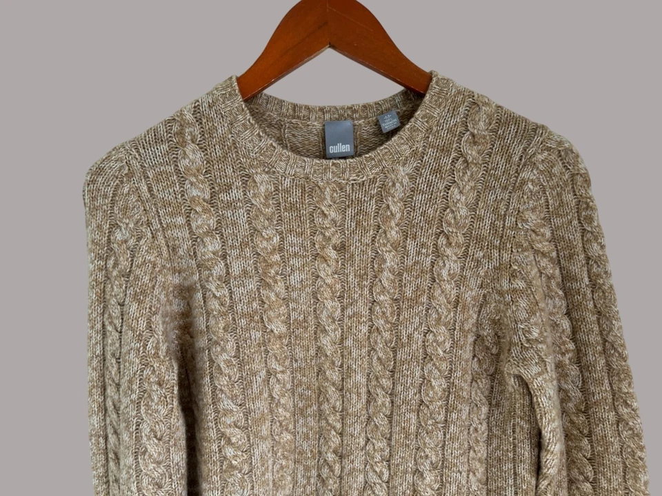 Suéter Pullen 100 % Cachemira Tejido con Cable Beige Brezo Talla Med Foto 2 de 4
