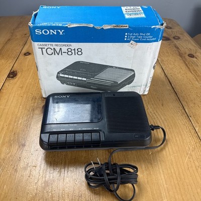 Vintage Sony TCM-818 Cassette Corder Player Recorder Shoebox Style Boxed Tested