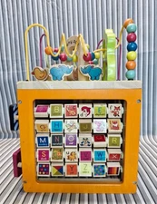 Melissa & Doug Zany Zoo Wooden Activity Cube Toy Bead Maze Alphabet Used