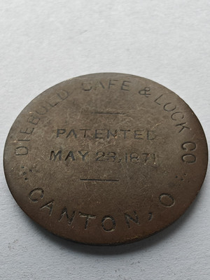 Vintage Diebold Lock Nose Plug Safe Dial Cover Canton Ohio Patented May 23, 1871