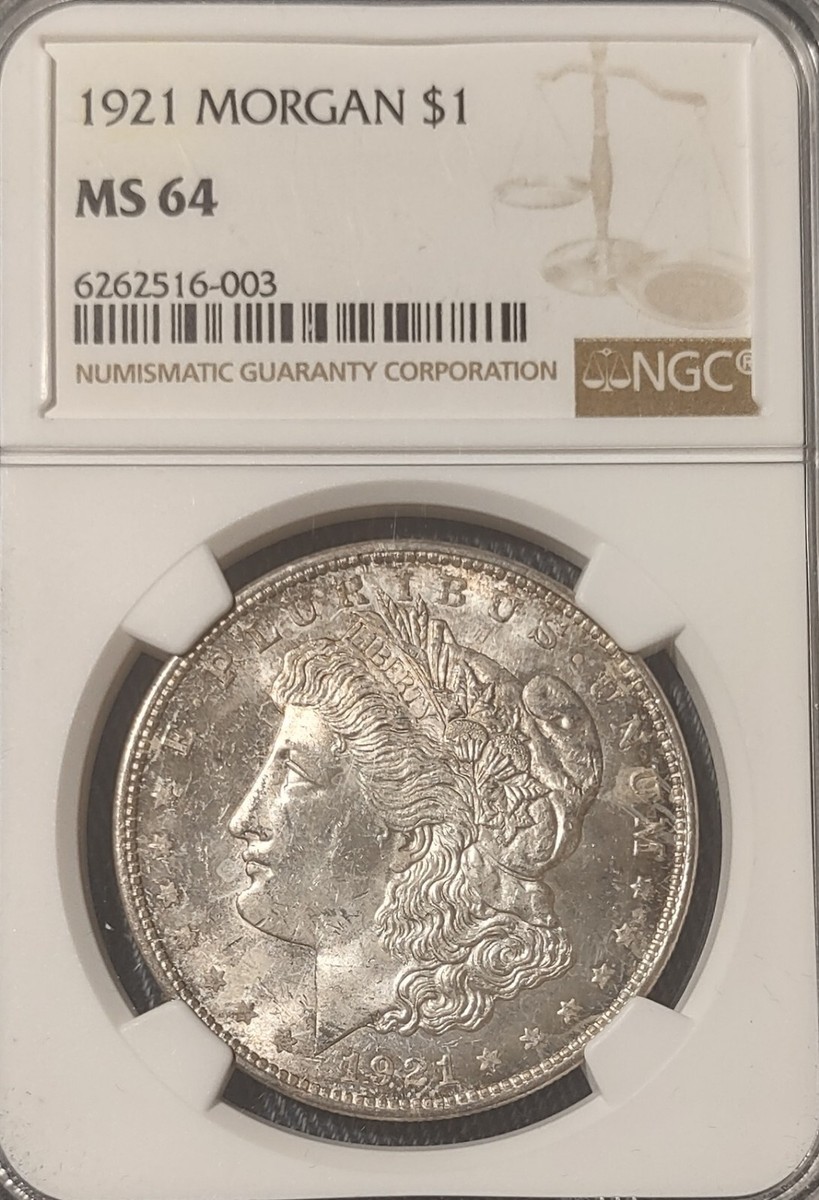 1921 Morgan Silver Dollar - Graded MS64 NGC | eBay