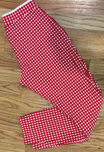 HUE Capri Leggings Sz XS Red Checkered Knit Capri Casual Legging - Picture 3 of 3