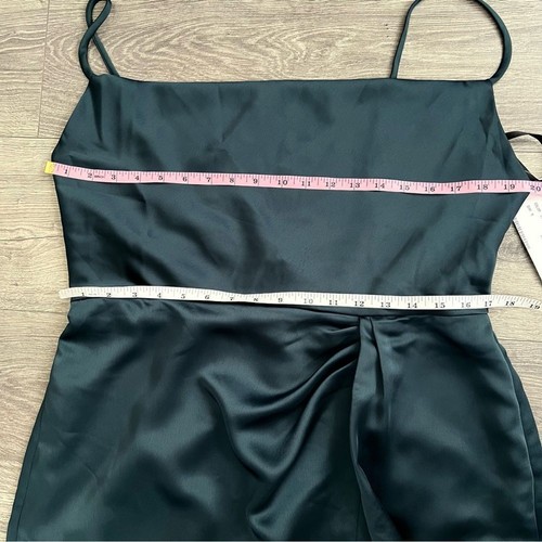 DESSY COLLECTION Wickel Maxikleid Gr. 14 Evergreen Lux Charmeuse Satin Seitenschlitz - Bild 9 von 12