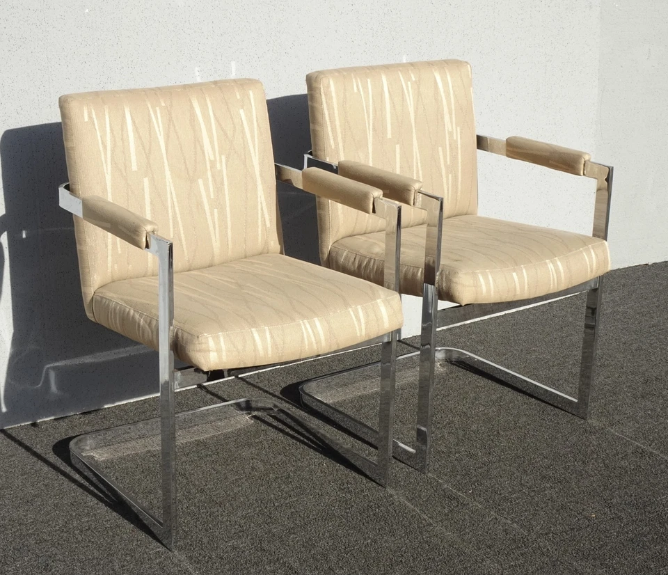 Par de sillones vintage de mediados de siglo cromados cantilados ~ Milo Baughman Foto 3 de 4