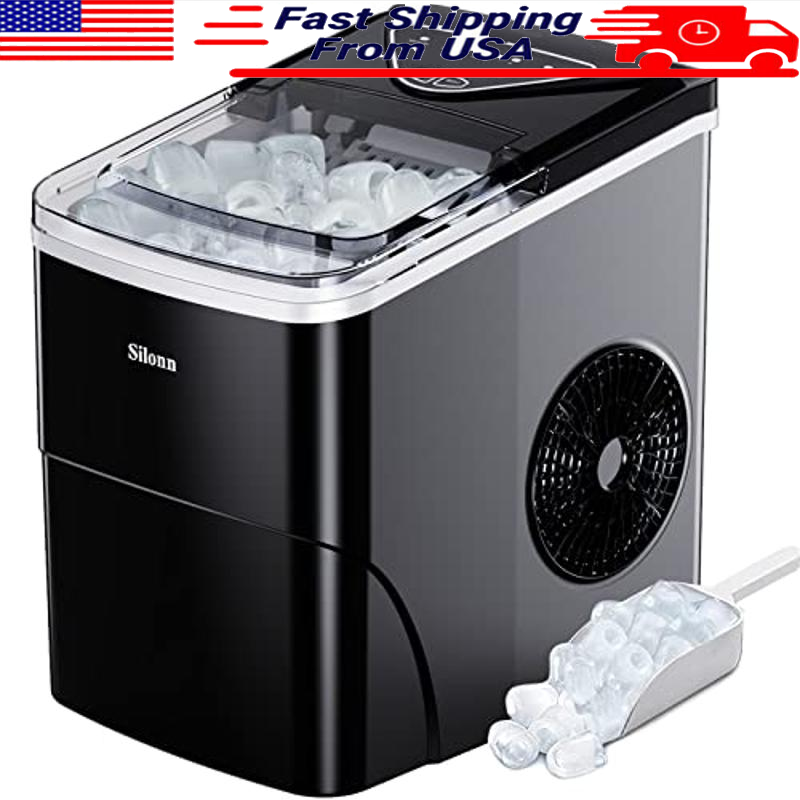 High-Speed Ice Maker 26lbs in 24Hrs 9 Cubes in 6 Mins Self-Cleaning Scoop New