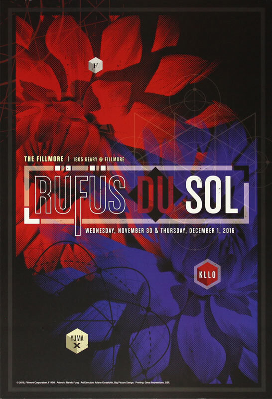 Rufus Du Sol KLLO Yuma X Fillmore SF 11/30/2016 Poster Randy Fung
