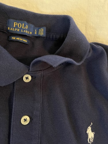 Ralph Lauren Mesh Mini Polo Shirt Dress Navy Collared Short Sleeve Large Womens - Picture 4 of 5