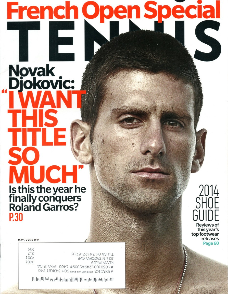 tennis magazine may/june 2014 novak djokovic french open special