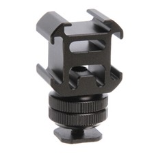 Triple Head Cold Shoe 1/4" Mount Adapter Bracket Flash Holder Converter Camera