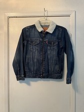 LEVIS GIRLS JEAN SHERPA COLLAR ZIP FRONT JACKET SIZE S EX/CON