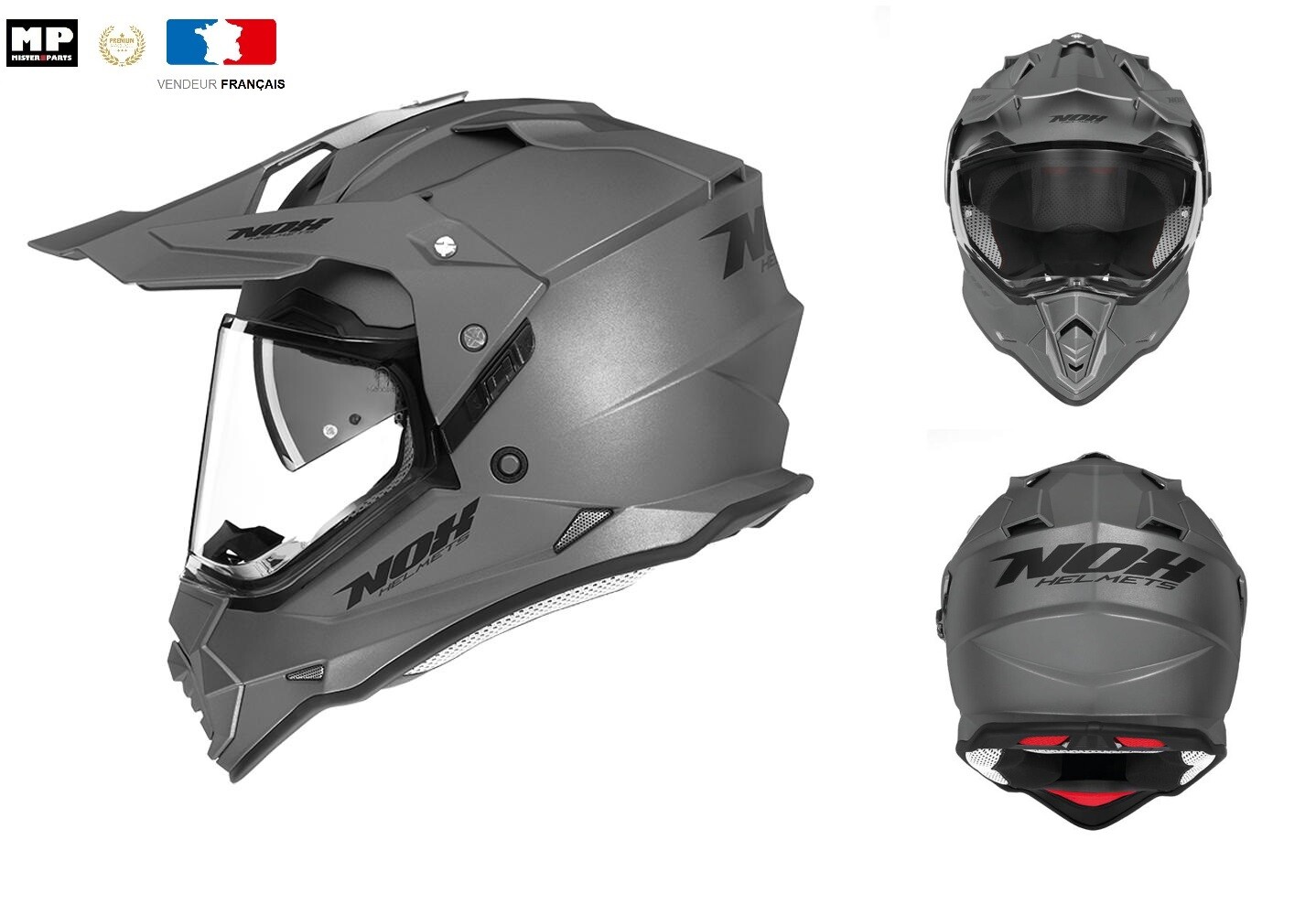 Casque cross NOX N632 Bazooka blanc bleu orange pour moto enduro
