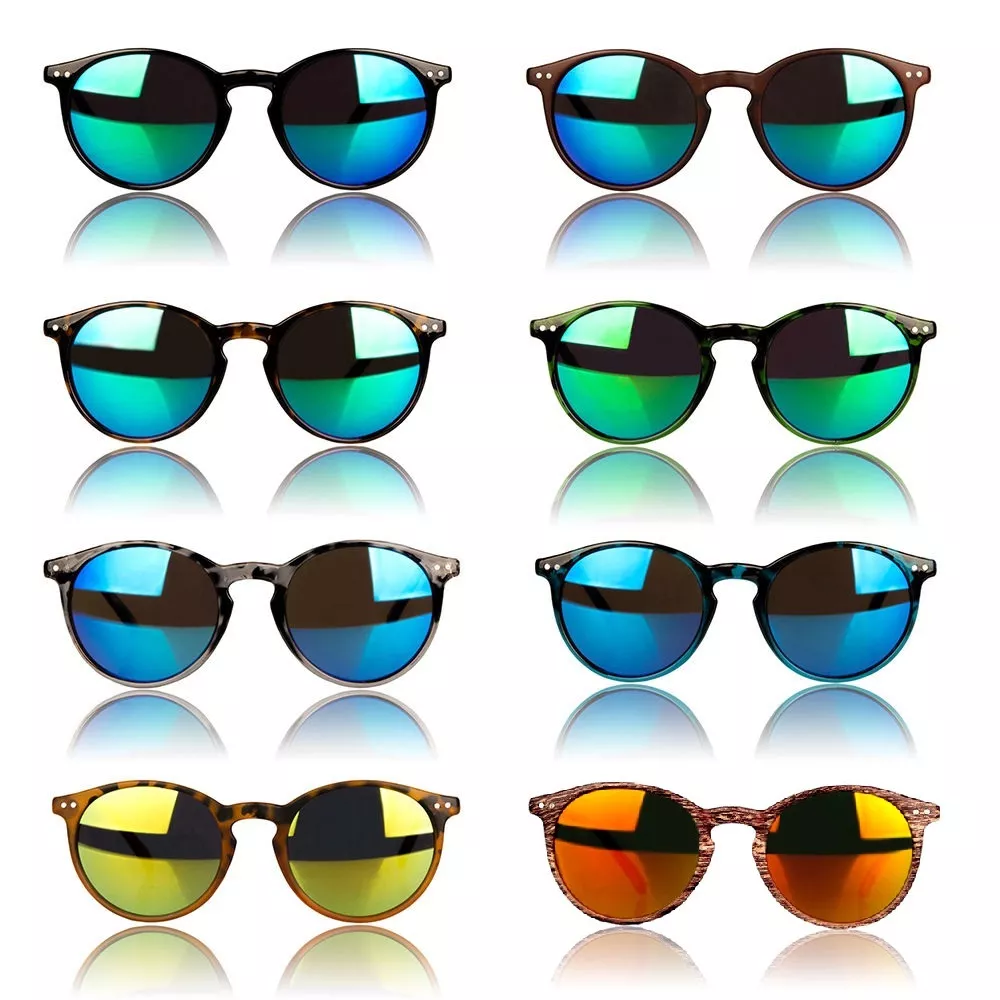 OCCHIALI DA SOLE A SPECCHIO ROTONDI VINTAGE RETRO UOMO DONNA