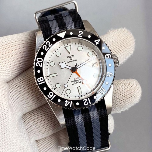 Reloj de buceo 20BAR impermeable NH34 para hombre GMT esfera blanca zafiro abovedado 38 mm - Imagen 3 de 7
