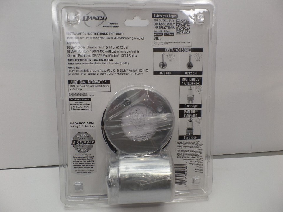 Danco Einfachfunktion Dusch- Und Bad-Armaturen-Set – Chrom, Passend Für Delta 1300/1400 & 600 Serie (kompatibel Mit Kugel- & Kartuschenventilen)