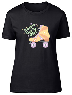 Roller Derby Mädchen Damen T-Shirt Rollschuhe Skater Sport Damen Geschenk Tee