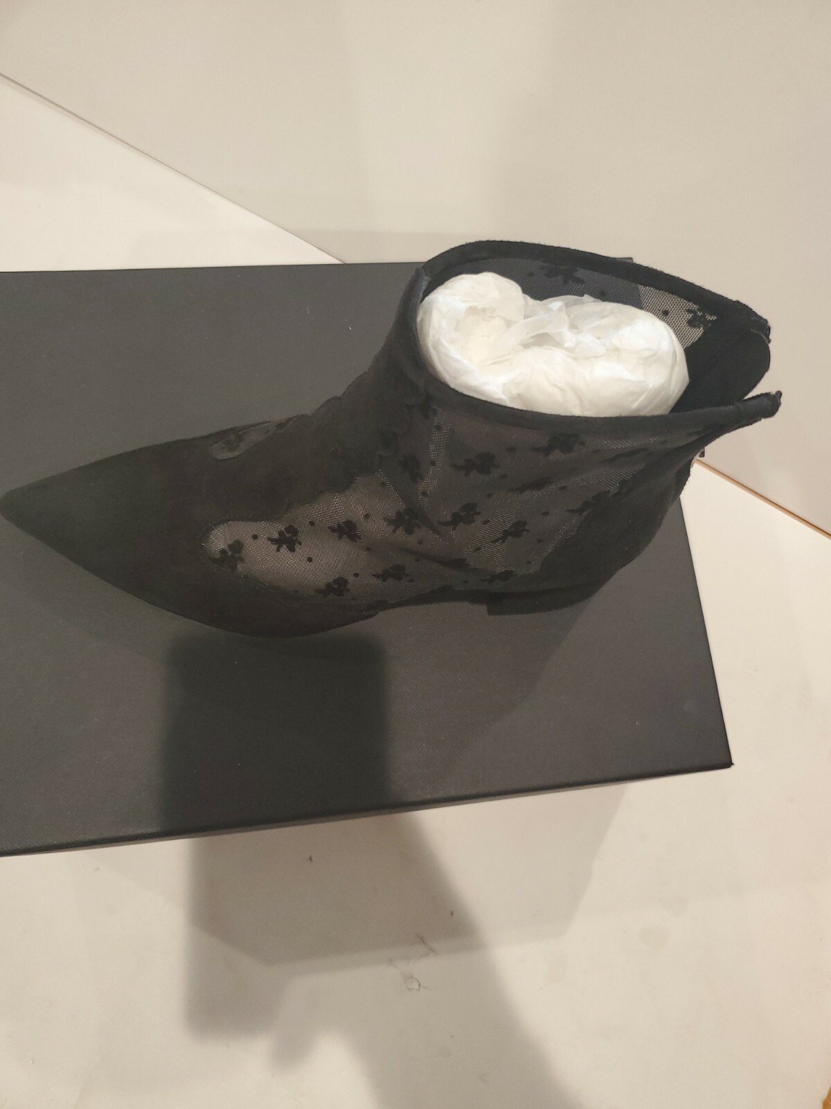 skyler ankle bootie with tea rose mesh