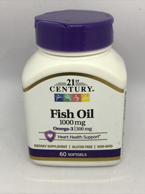 21st Century Fish Oil 1,000 mg 60 Soft-gels Omega-3 300mg Gluten Free non-gmo￼￼