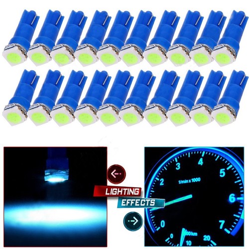 50Pcs Ice Blue T5 LED 1smd Car Interior Gauge Cluster Instrument Dashboard Light - Picture 2 of 9