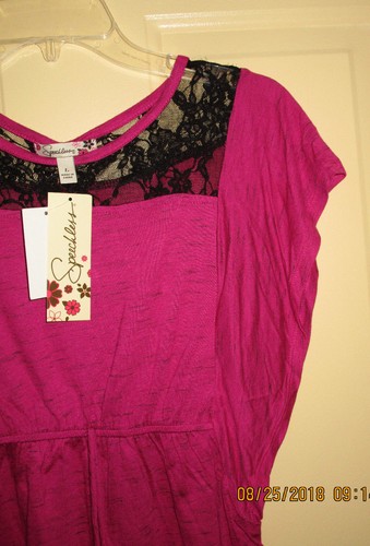 SPEECHLESS batwing sleeves top with black lace size L ( 10/12) NEW - Picture 4 of 9