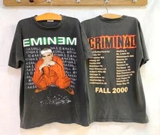 Vintage 90's Eminem Shirt Criminal Tour 2000 Retro 2 Side Black Unisex Tshirt