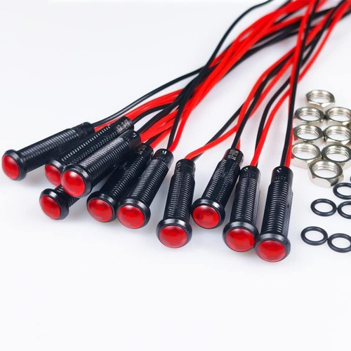 10pcs 6mm 1/4" AC/DC 12-24V LED Metal Indicator Light Waterproof Signal Pilot - Picture 131 of 144