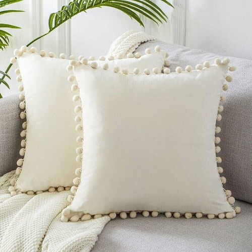 UK 16" 18" 20" 22" 24" 26" Pom Poms Velvet Cushion Cover Pillow Case Home Decor - Picture 5 of 14