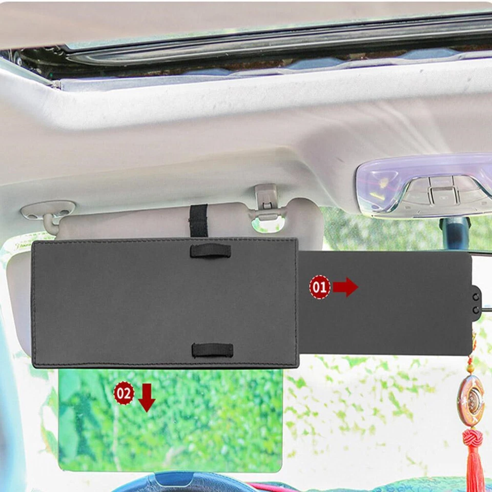 Universal Car Sun Visor Sunshade Extendable Anti-glare Block Retractable Black Foto 3 de 4
