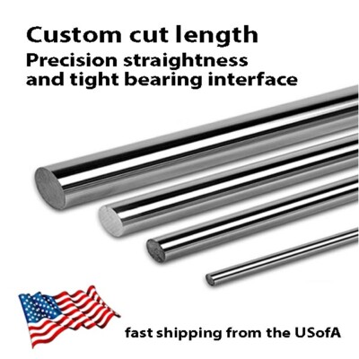 PDTech, CUSTOM CUT 12mm dia linear bearing rod rail, 1 to 1.5 meter, chrome, USA