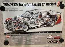 Rare Vintage Audi 1988 SCCA Trans-Am Cutaway Dealer Print Poster (50x37)Original