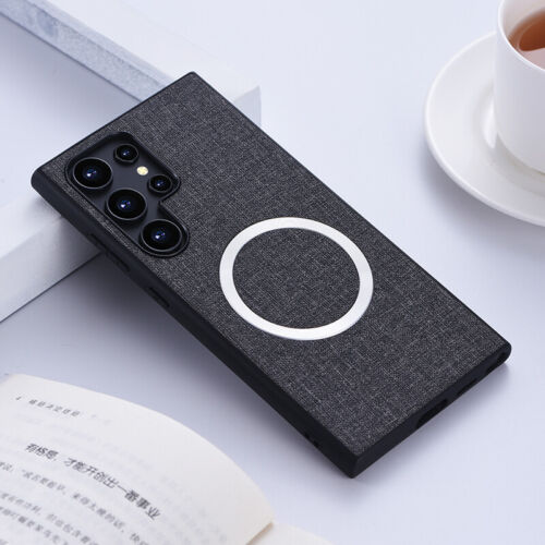For Samsung S24 Ultra S23 S21 Case Mag safe Matte Cloth Leather Shockproof Cover - Picture 13 of 31