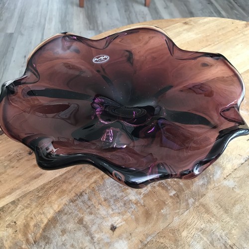 Vtg 90’s Royal Gallery Amethyst Purple Art Glass 10” Pedestal Plate/Dish