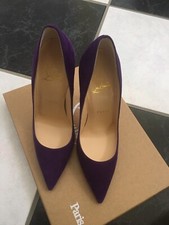 NIB 100 AUTH Christian Louboutin Violet Suede 120 So Kate 695 Sz 36